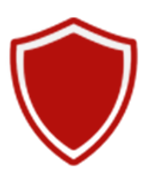 A red shield with white border.